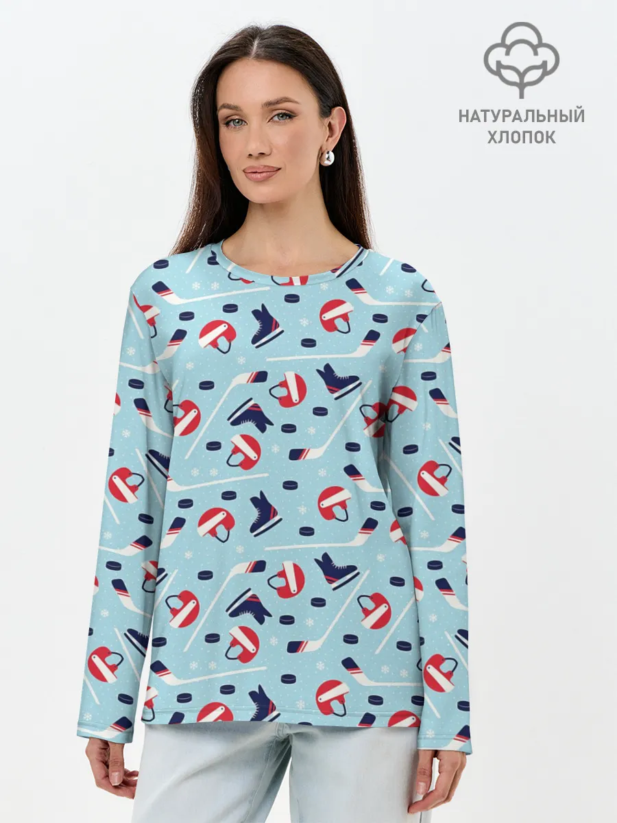 Лонгслив женский. Хлопок / Hockey Pattern