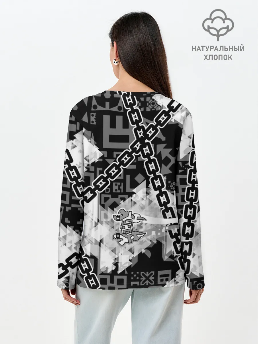 Лонгслив женский. Хлопок / Geometry Dash