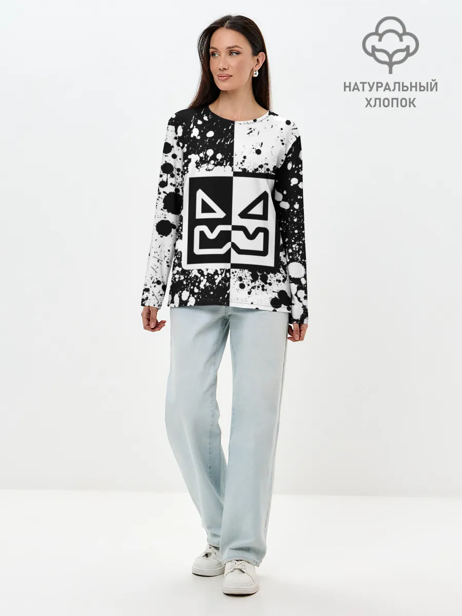 Лонгслив женский. Хлопок / GEOMETRY DASH / ГЕОМЕТРИ ДАШ