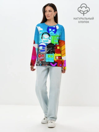 Лонгслив женский. Хлопок / GEOMETRY DASH / ГЕОМЕТРИ ДАШ
