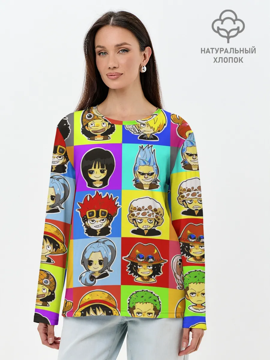 Лонгслив женский. Хлопок / ONE PIECE / ВАН ПИС / УЗОР