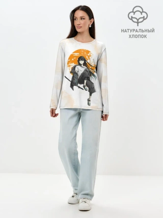 Лонгслив женский. Хлопок / Муичиро Токито Kimetsu no Yaiba