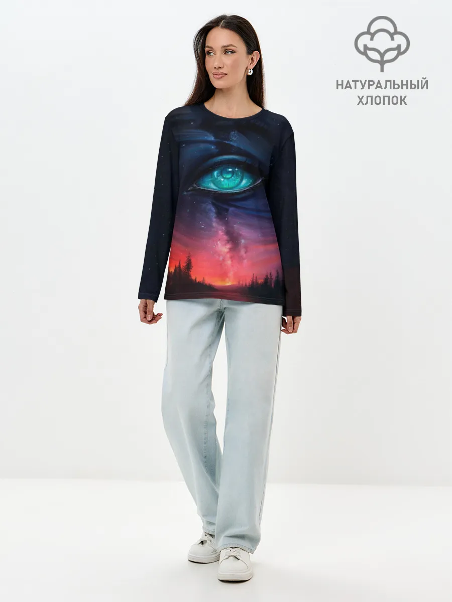 Лонгслив женский. Хлопок / Глаза в небе