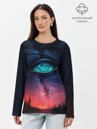 Лонгслив женский. Хлопок / Глаза в небе