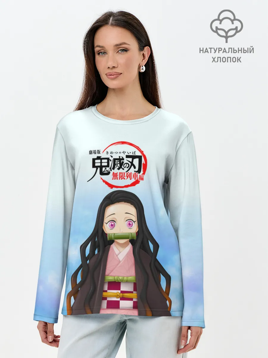 Лонгслив женский. Хлопок / Незуко Камадо Kimetsu no Yaiba