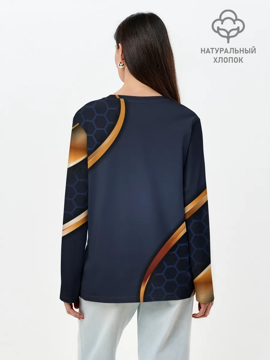 Лонгслив женский. Хлопок / 3D БРОНЯ ВСТАВКИ ЗОЛОТА