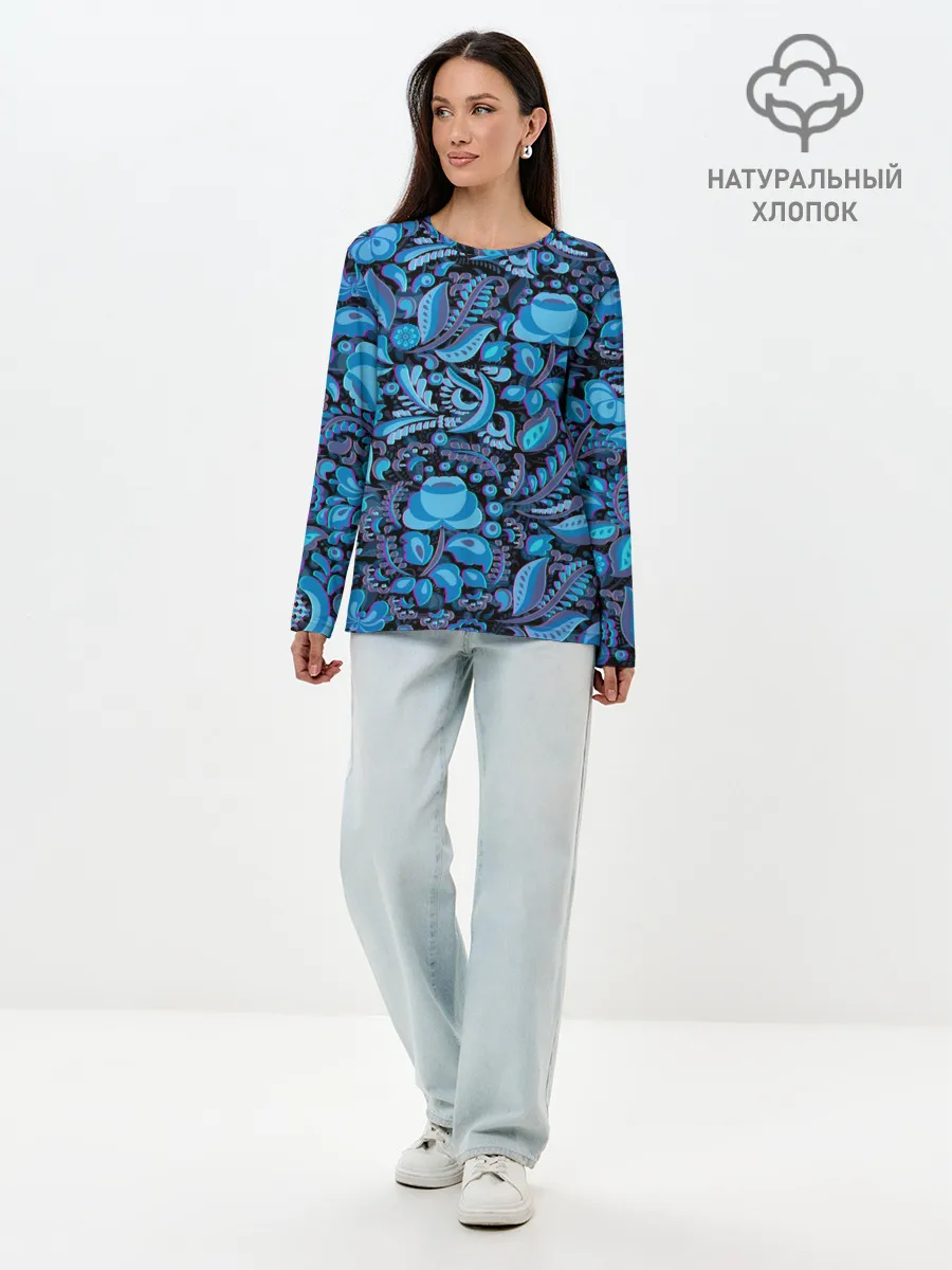 Лонгслив женский. Хлопок / ГЖЕЛЬ ГЛИТЧ | GG | ГГ