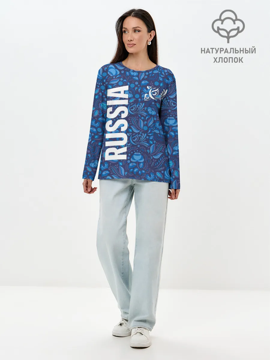 Лонгслив женский. Хлопок / ФОРМА СБОРНОЙ РОССИИ | ГЖЕЛЬ