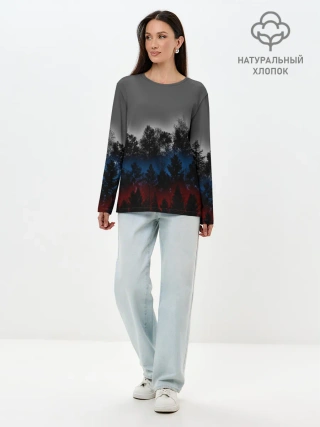 Лонгслив женский. Хлопок / Флаг из леса