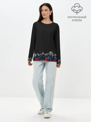 Лонгслив женский. Хлопок / Флаг из леса