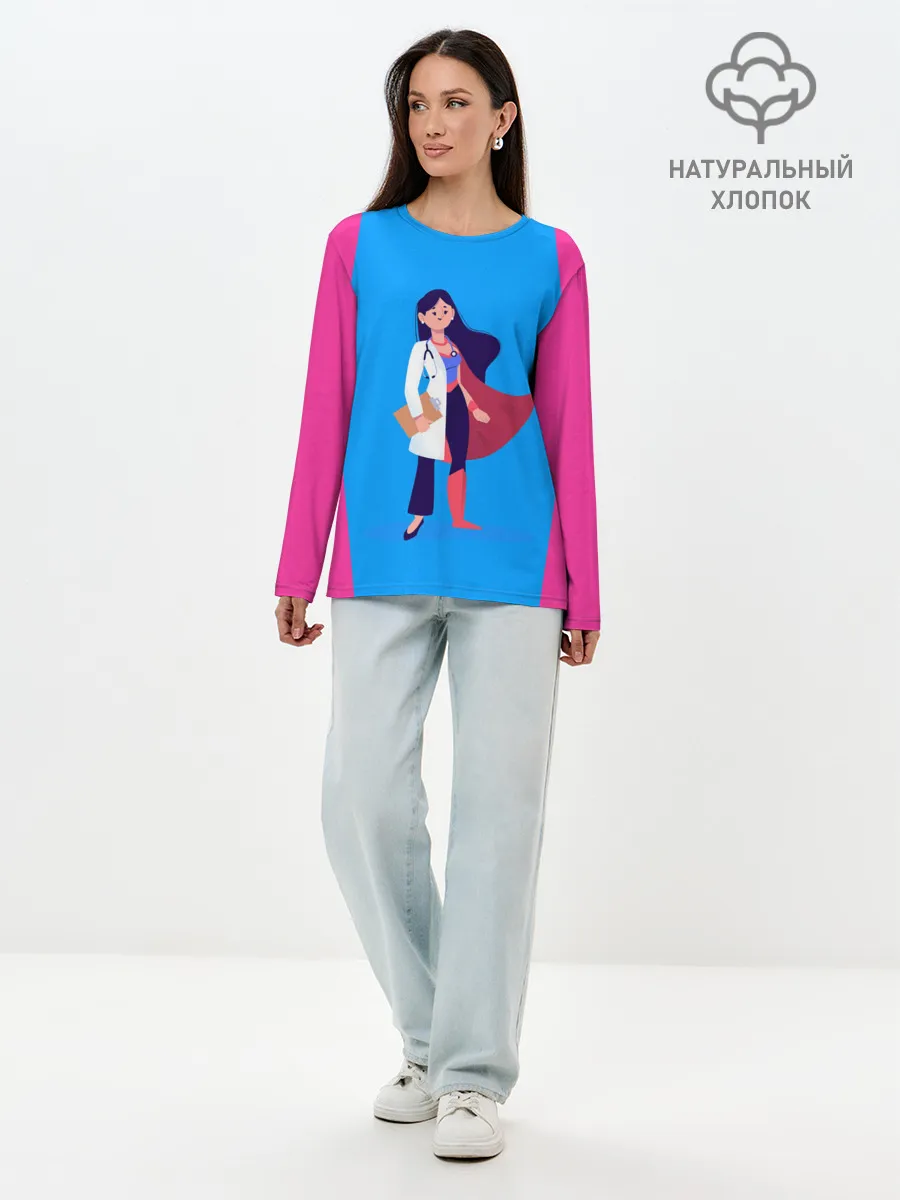 Лонгслив женский. Хлопок / Медсестра | Super Nurse