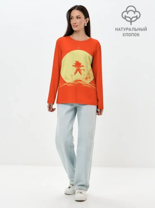 Лонгслив женский. Хлопок / Гоку и луна