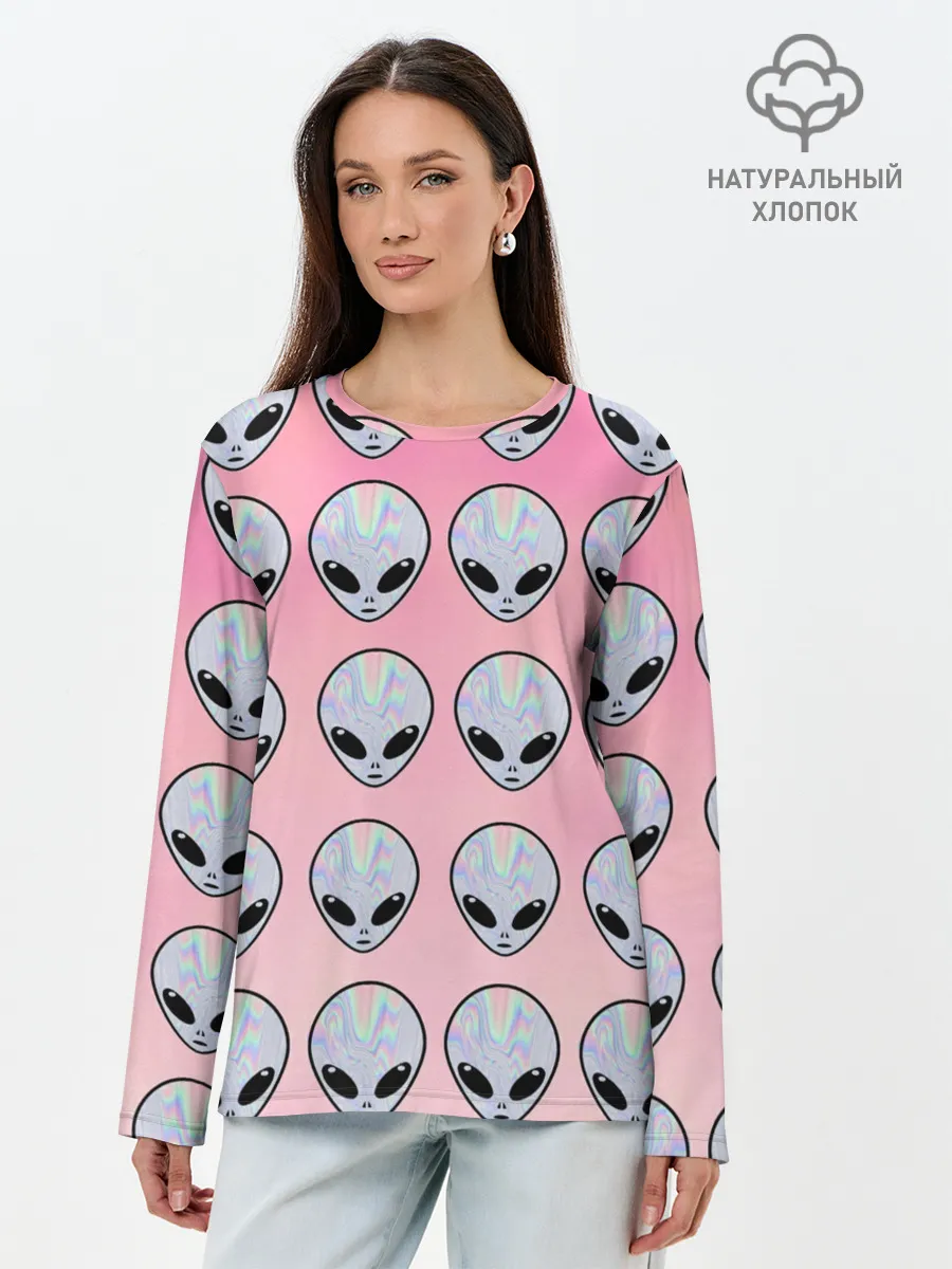 Лонгслив женский. Хлопок / Гламурные пришельцы