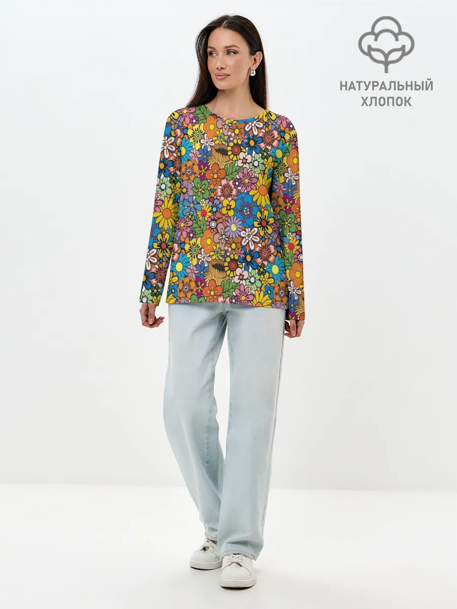 Лонгслив женский. Хлопок / Букет