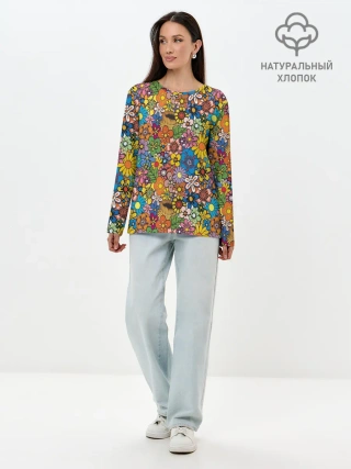 Лонгслив женский. Хлопок / Букет