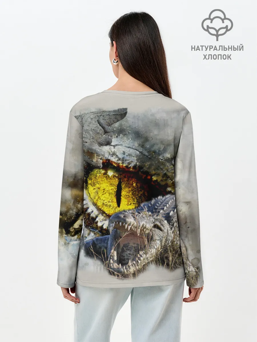 Лонгслив женский. Хлопок / Глаз крокодила