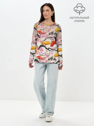 Лонгслив женский. Хлопок / Рыбы