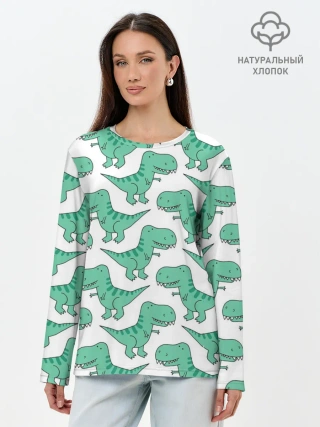 Лонгслив женский. Хлопок / Динозавры