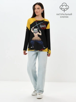 Лонгслив женский. Хлопок / Иноске Хашибира Kimetsu no Yaiba