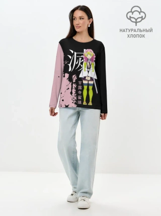 Лонгслив женский. Хлопок / Mitsuri Kanroji | Kimetsu no Yaiba