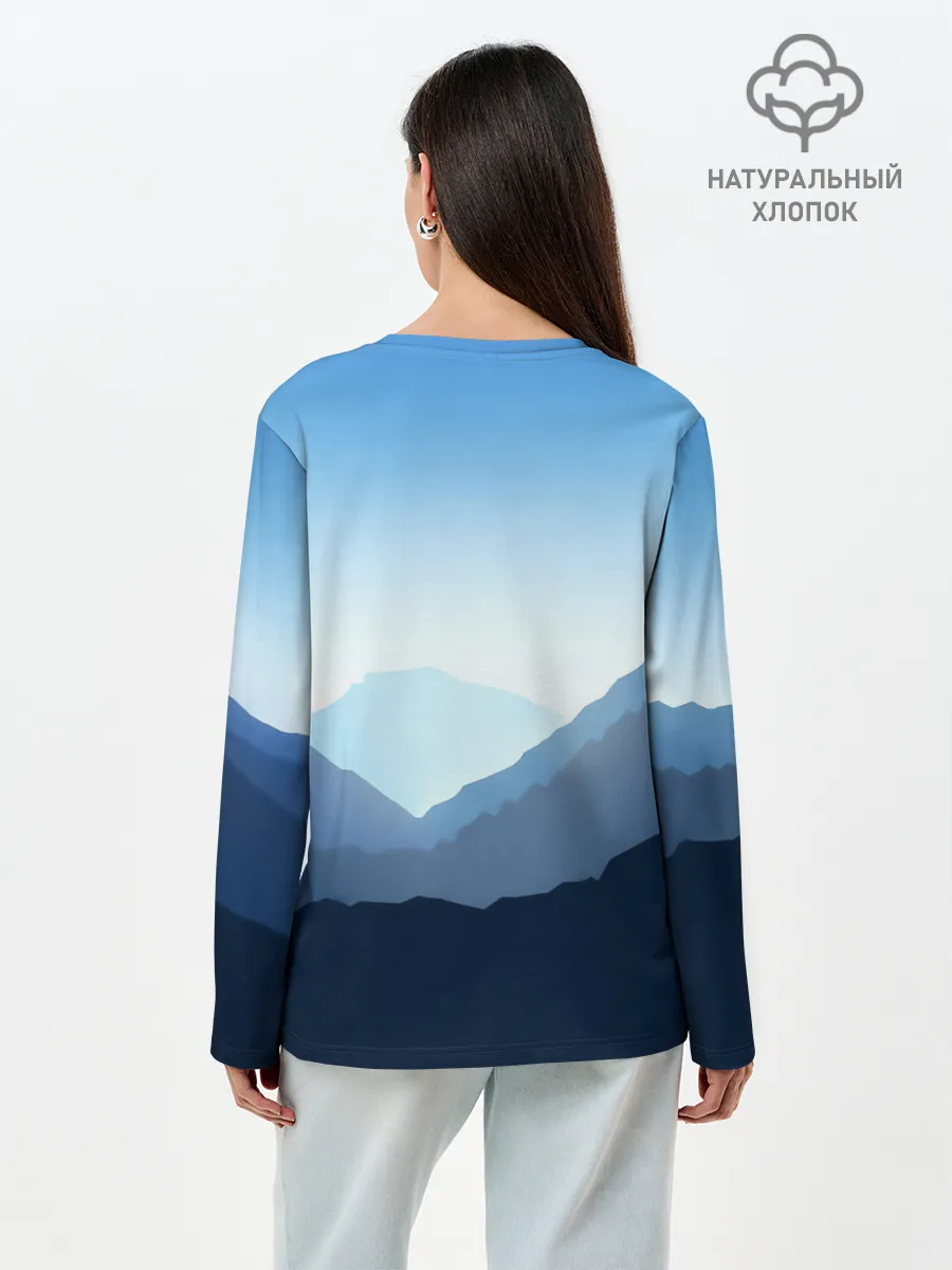 Лонгслив женский. Хлопок / Клинок, рассекающий демонов в горах