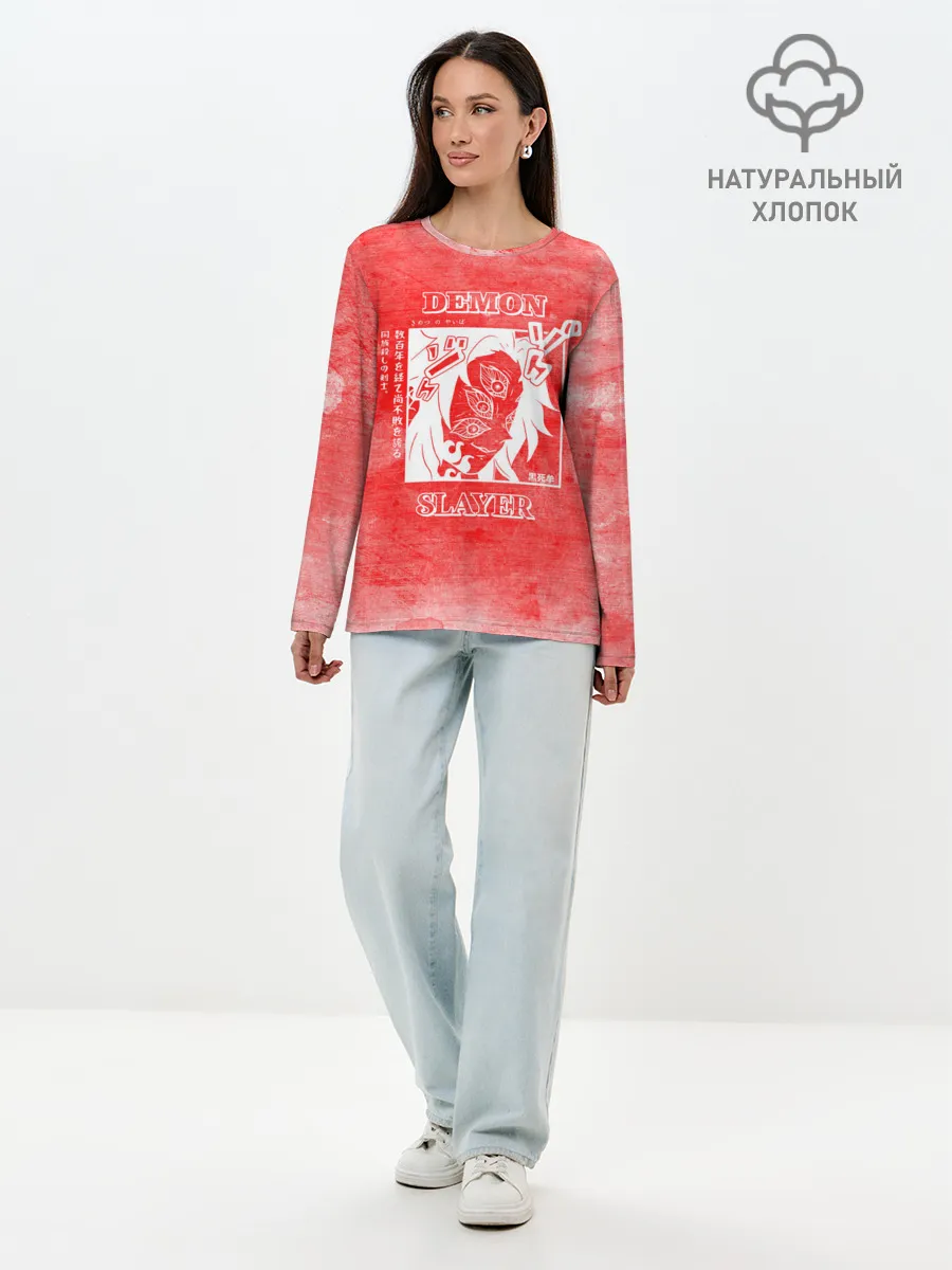 Лонгслив женский. Хлопок / Кокушибо | Клинок, рассекающий демонов