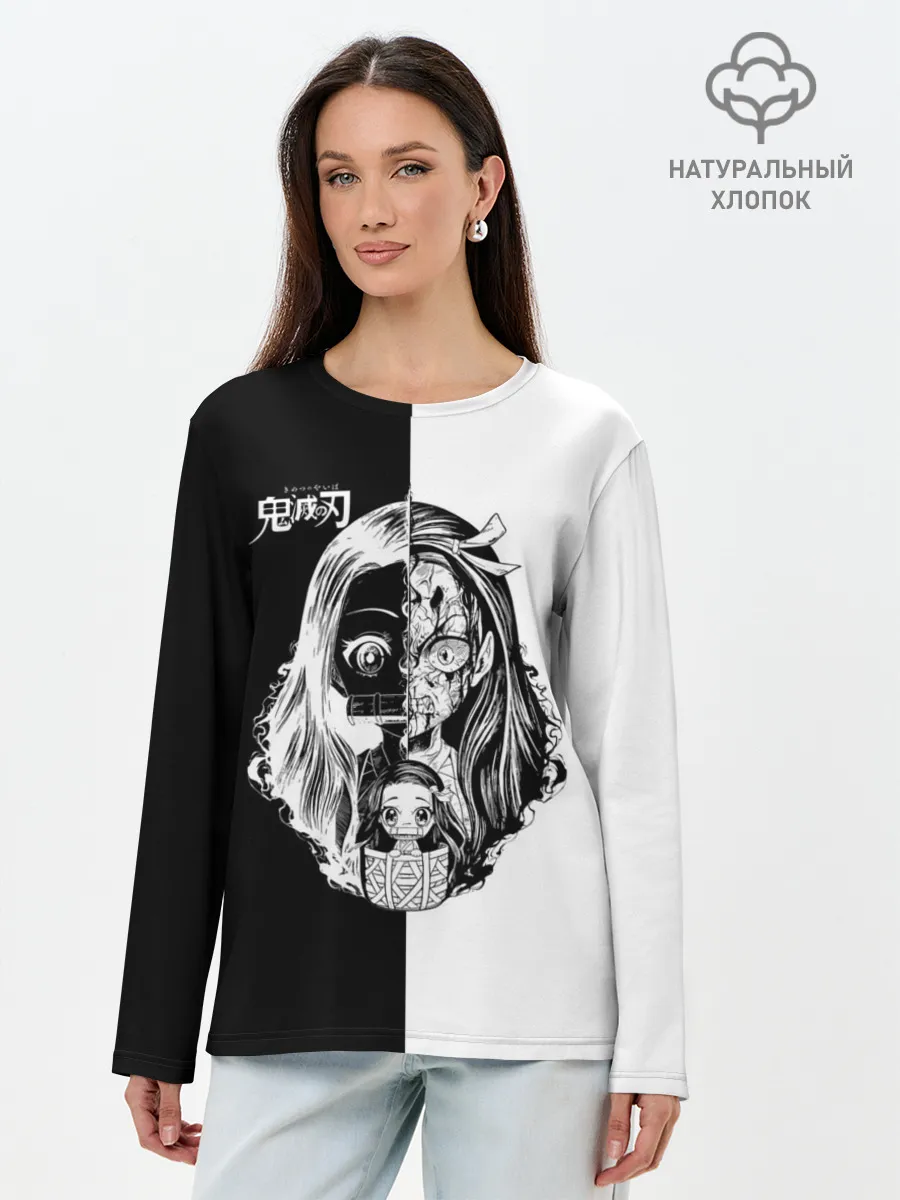 Лонгслив женский. Хлопок / Двуликая Незуко Камадо