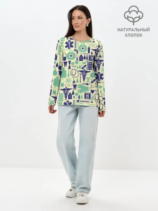 Лонгслив женский. Хлопок / Медицина | Паттерн