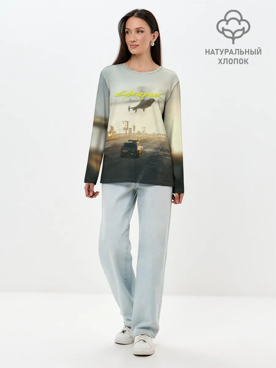 Лонгслив женский. Хлопок / CYBERPUNK 2077 | КИБЕРПАНК