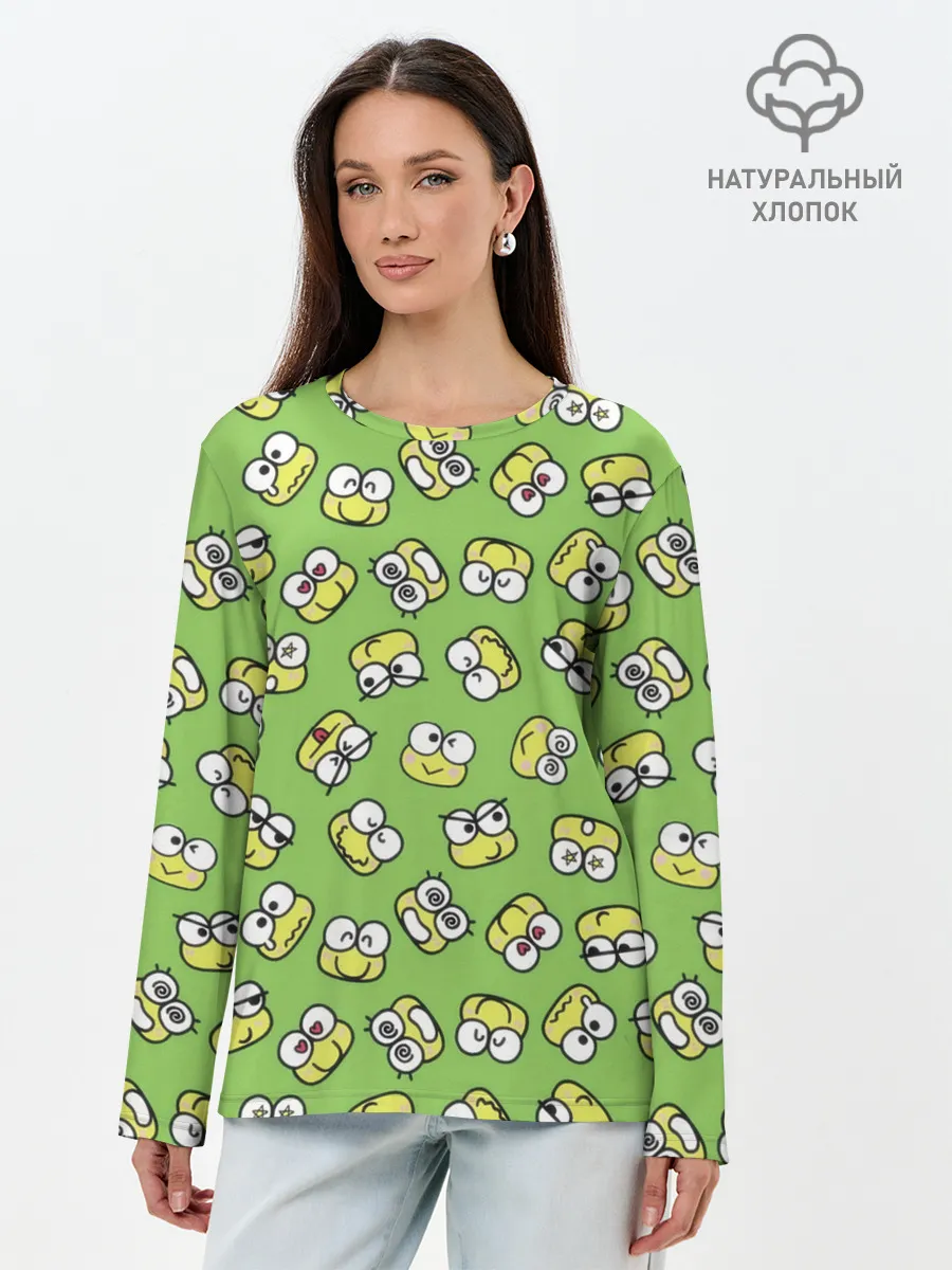 Лонгслив женский. Хлопок / Смайлы Лягушки