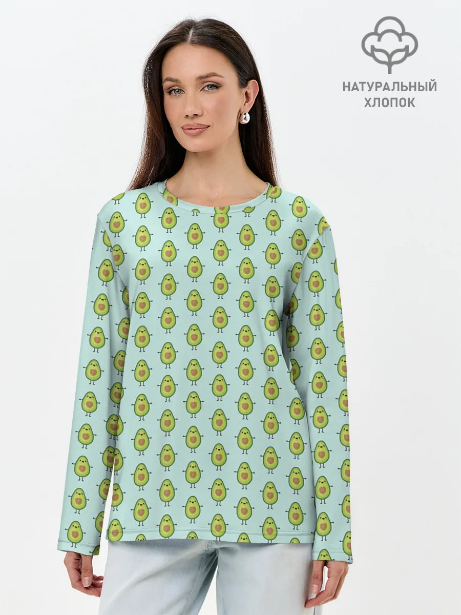 Лонгслив женский. Хлопок / Авокадики