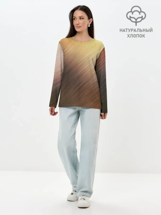 Лонгслив женский. Хлопок / Texture. Sun Glare