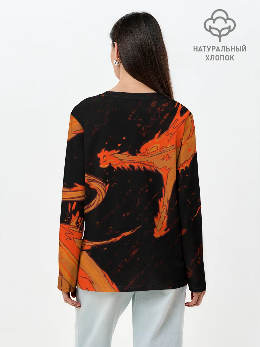 Лонгслив женский. Хлопок / Дыхание Солнца / Demon slayer