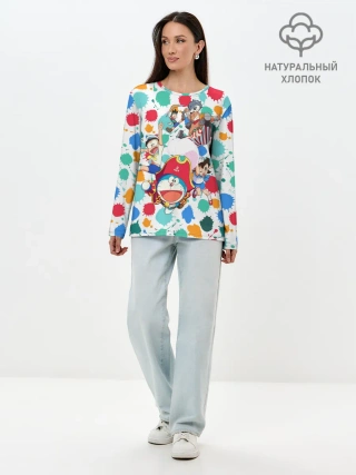 Лонгслив женский. Хлопок / Дораэмон и компания