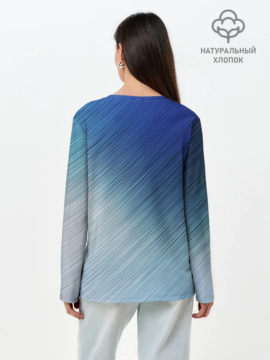 Лонгслив женский. Хлопок / Текстура. Оттенки льда