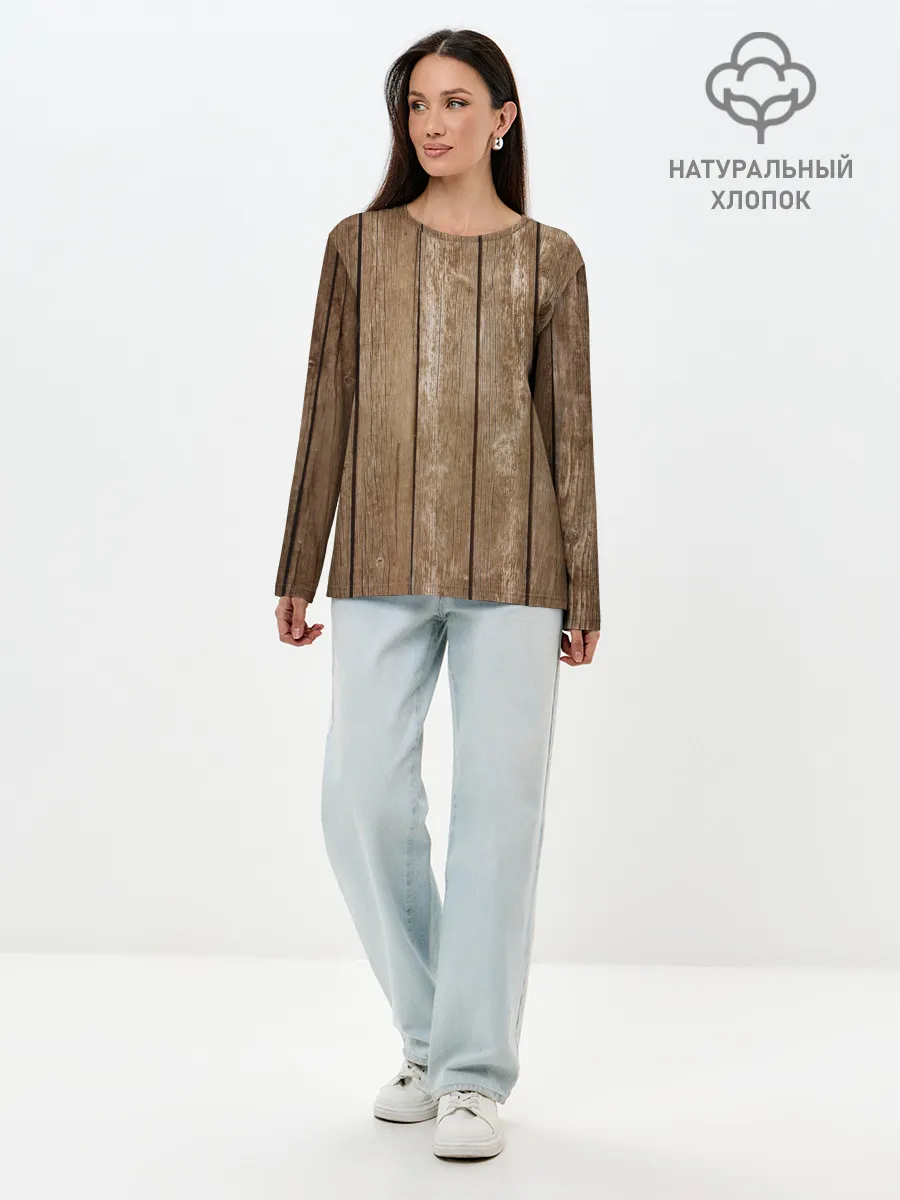 Лонгслив женский. Хлопок / Texture. Wood
