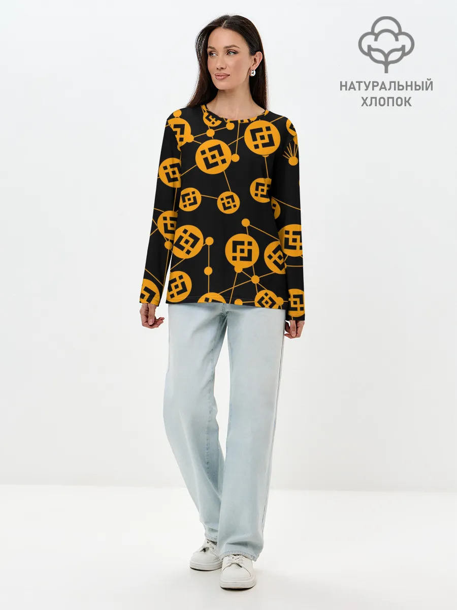 Лонгслив женский. Хлопок / BINANCE / БИНАНС / УЗОР