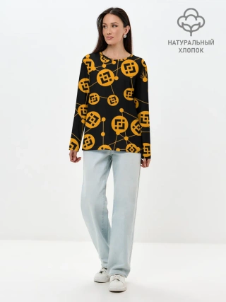 Лонгслив женский. Хлопок / BINANCE / БИНАНС / УЗОР
