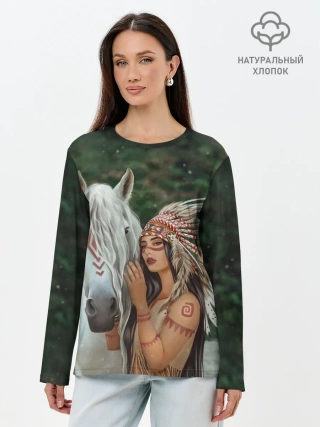 Лонгслив женский. Хлопок / Дочь вождя