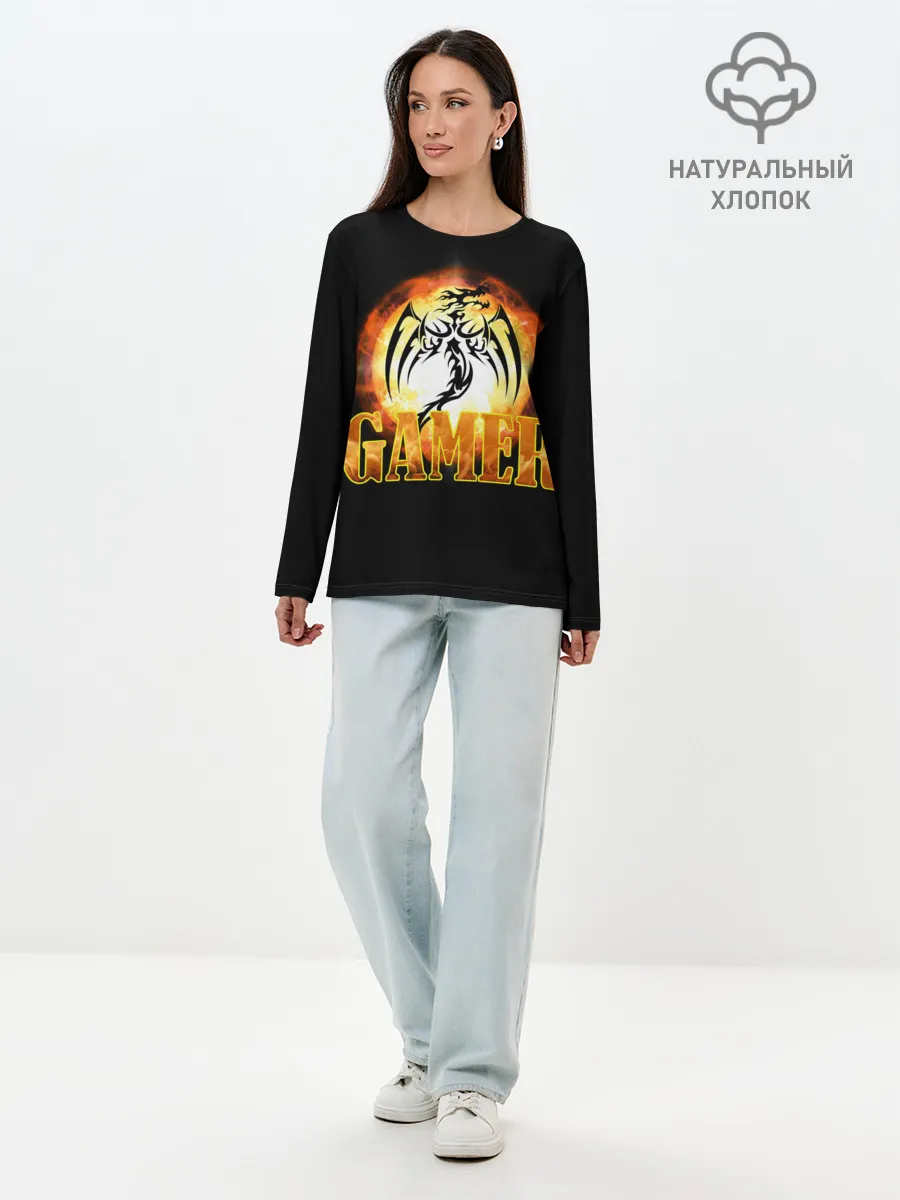 Лонгслив женский. Хлопок / GAMER | Геймер