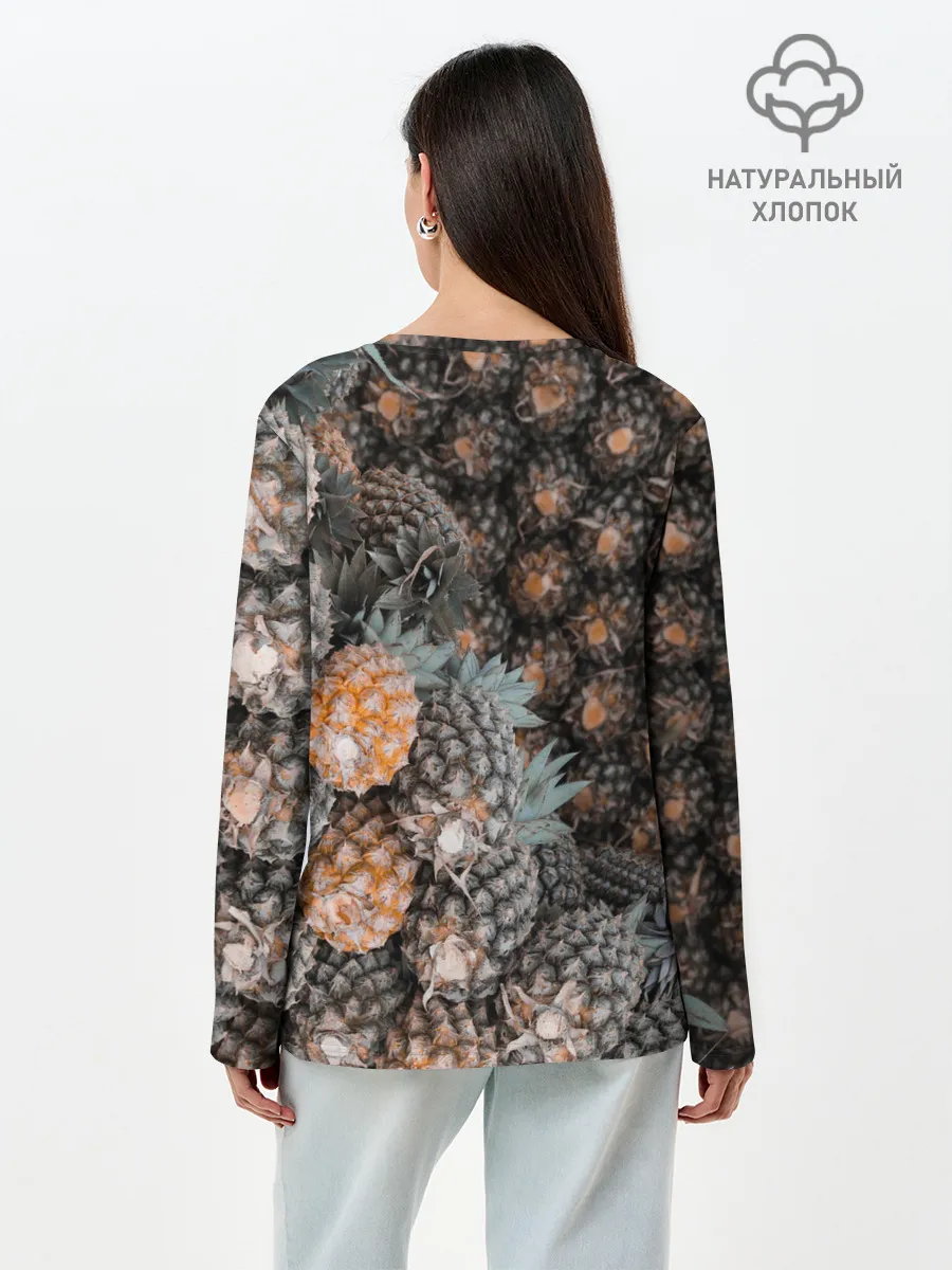 Лонгслив женский. Хлопок / Спелые ананасы