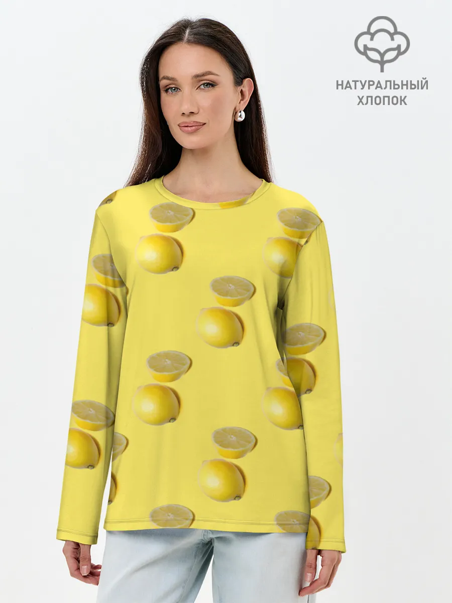 Лонгслив женский. Хлопок / Летние лимоны