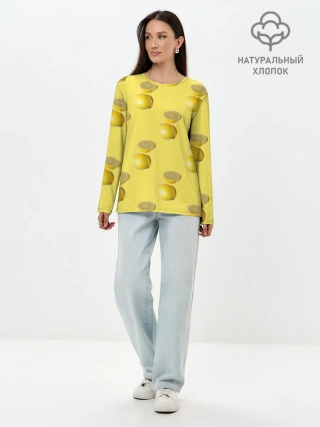 Лонгслив женский. Хлопок / Летние лимоны