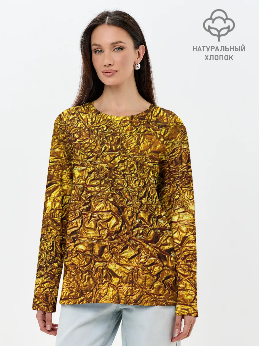 Лонгслив женский. Хлопок / Сусальное золото