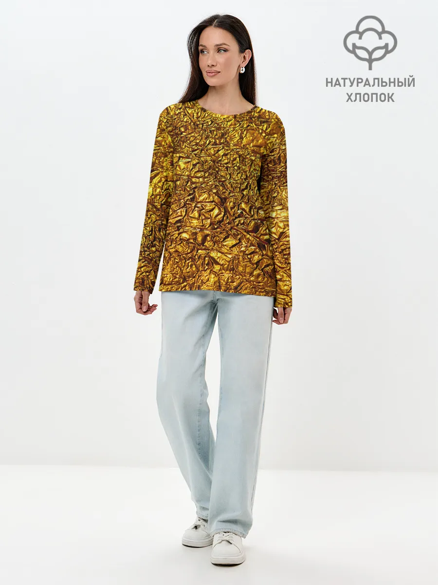 Лонгслив женский. Хлопок / Сусальное золото
