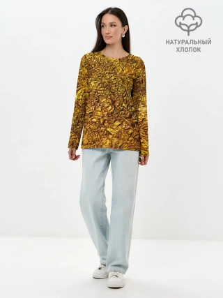 Лонгслив женский. Хлопок / Сусальное золото
