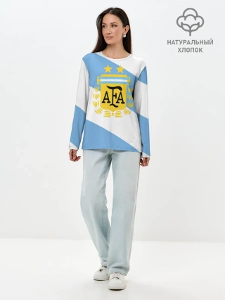 Лонгслив женский. Хлопок / Сборная Аргентины + спина