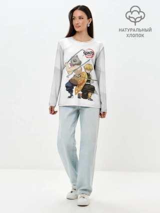 Лонгслив женский. Хлопок / Иноске и Зеницу Kimetsu no Yaiba