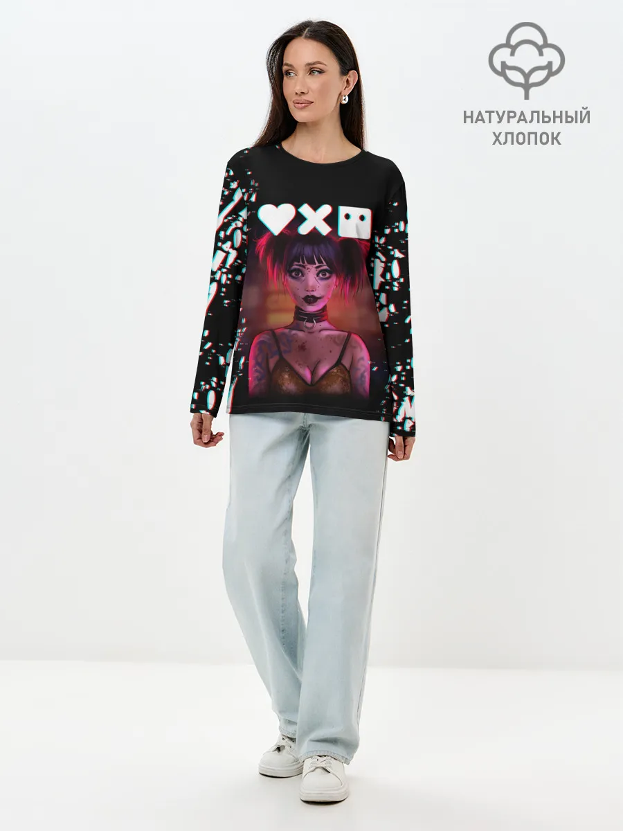 Лонгслив женский. Хлопок / Love, Death and Robots | Lora Glitch