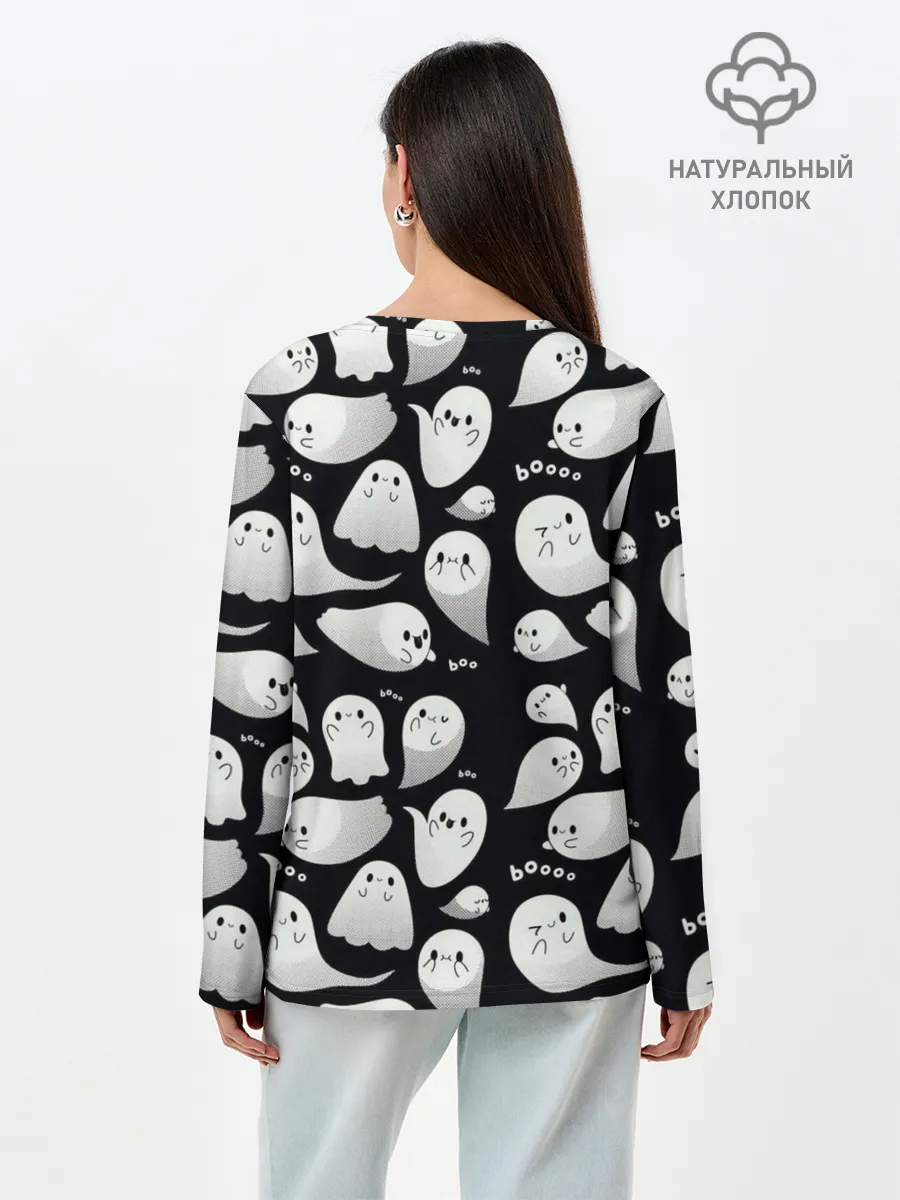 Лонгслив женский. Хлопок / Boo | Привидения